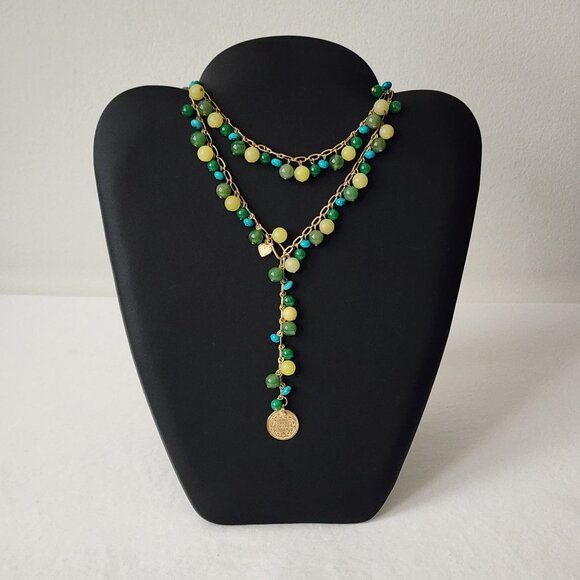 Stella & Dot 'Copa' Necklace Turquoise Green Aventurine Lemon Agate Stones Boho - Picture 12 of 12